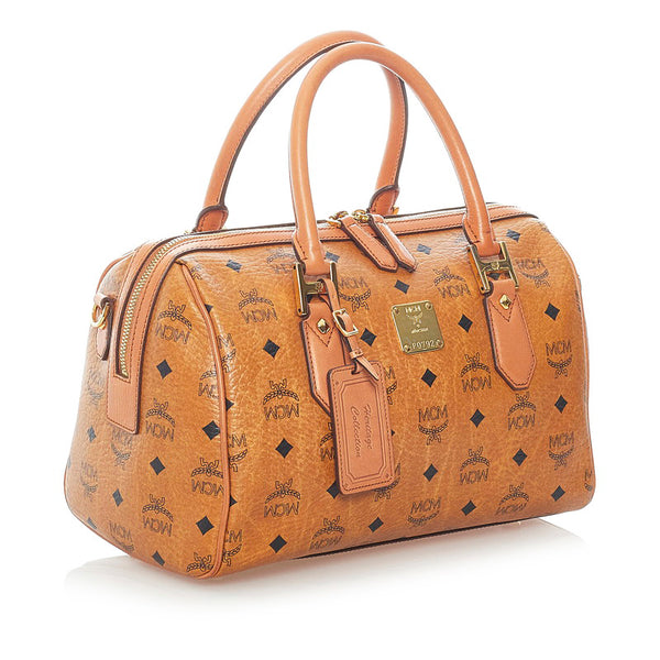 エム シー エム ヴィセトス ハンドバッグ ブラウン PVC レザー レディース MCM 【中古】