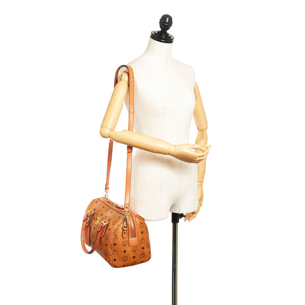 エム シー エム ヴィセトス ハンドバッグ ブラウン PVC レザー レディース MCM 【中古】