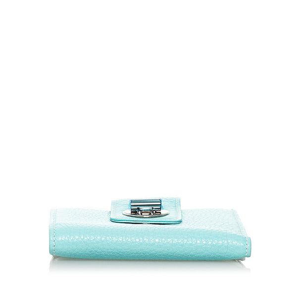 ティファニー 二つ折り財布 ライトブルー レザー レディース TIFFANY&Co. 【中古】