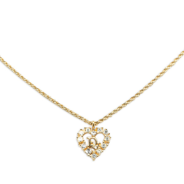 ディオール ハートモチーフ チェーン ネックレス ゴールド メッキ ダイヤモンド レディース Dior 【中古】