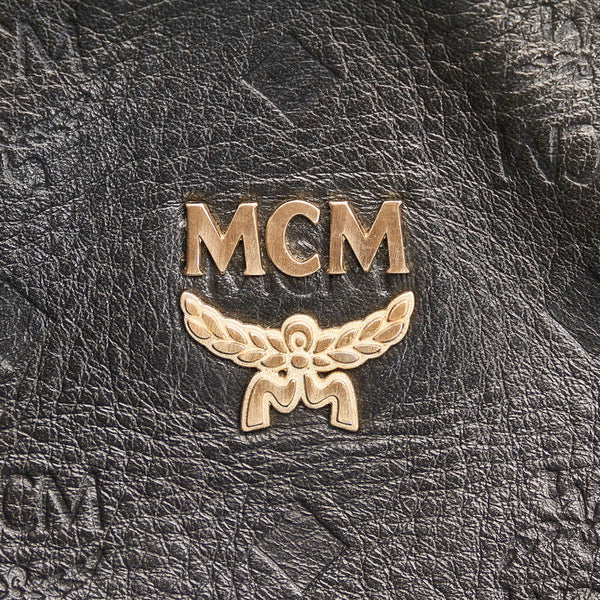 エム シー エム ロゴグラム 型押し ハンドバッグ ショルダーバッグ 2WAY ブラック レザー レディース MCM 【中古】