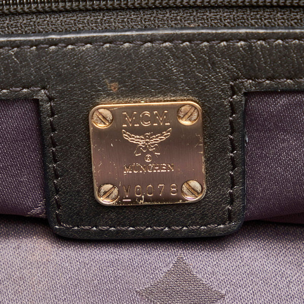 エム シー エム ロゴグラム 型押し ハンドバッグ ショルダーバッグ 2WAY ブラック レザー レディース MCM 【中古】