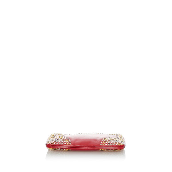ミュウミュウ スタッズ ポーチ レッド レザー レディース MIUMIU 【中古】