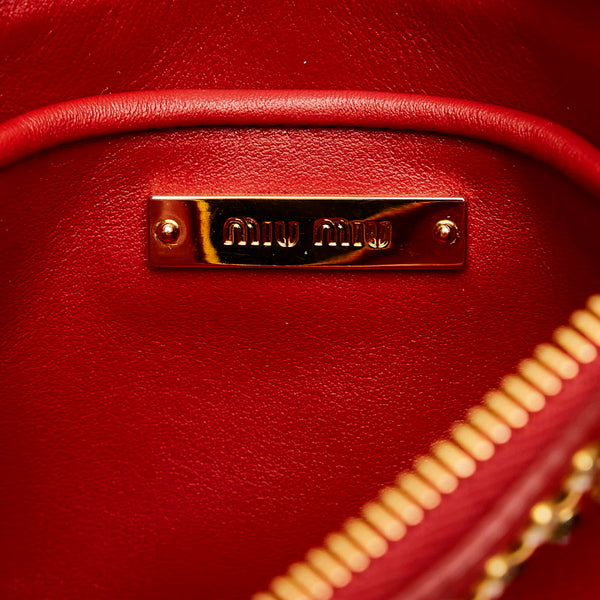 ミュウミュウ スタッズ ポーチ レッド レザー レディース MIUMIU 【中古】