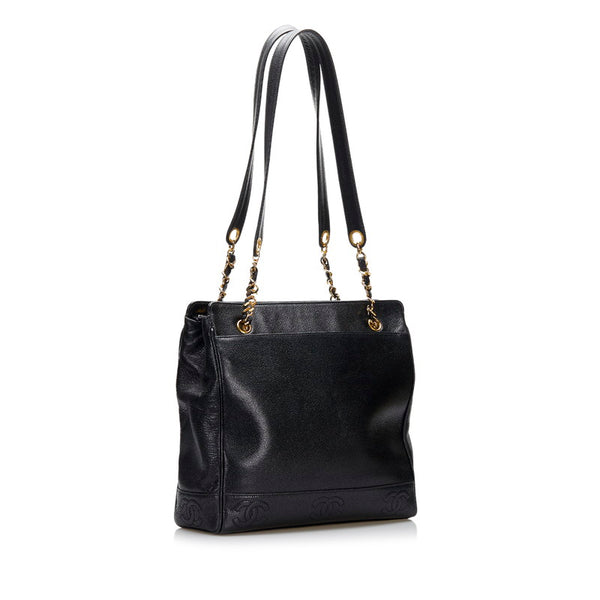 シャネル ココマーク チェーン トート ブラック キャビアスキン レディース CHANEL 【中古】