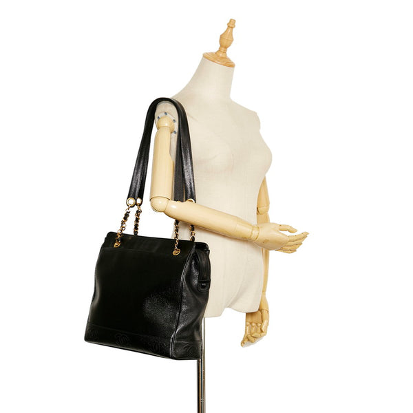 シャネル ココマーク チェーン トート ブラック キャビアスキン レディース CHANEL 【中古】