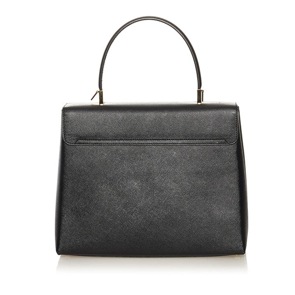 サルヴァトーレフェラガモ ガンチーニ ハンドバッグ ショルダーバッグ 2WAY AF-21 0290 ブラック レザー レディース Salvatore Ferragamo 【中古】