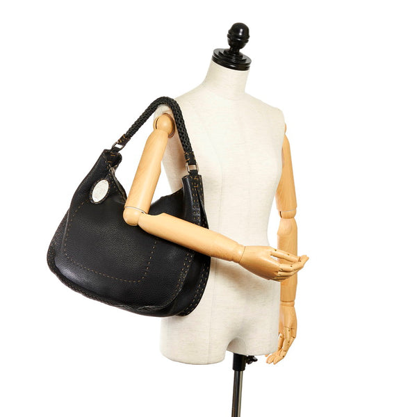 フェンディ セレリア ワンショルダーバッグ ブラック レザー レディース FENDI 【中古】