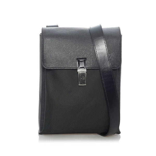 ルイ ヴィトン タイガ  サラトヴPM  M30892 カーキ ブラック レザー ナイロン 斜めがけ ショルダー メンズ LOUIS VUITTON 【中古】