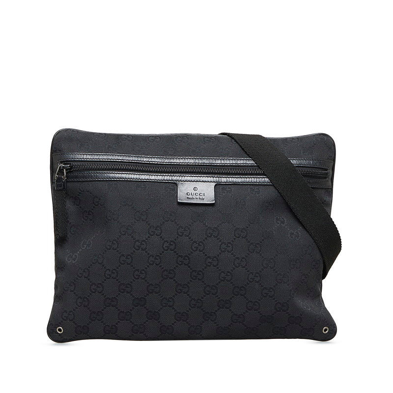 グッチ GGキャンバス 斜め掛け ショルダーバッグ 90476 ブラック キャンバス レザー レディース GUCCI 【中古】