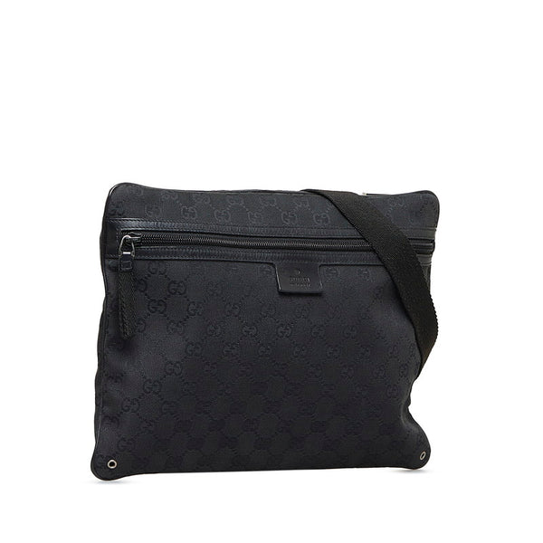 グッチ GGキャンバス 斜め掛け ショルダーバッグ 90476 ブラック キャンバス レザー レディース GUCCI 【中古】