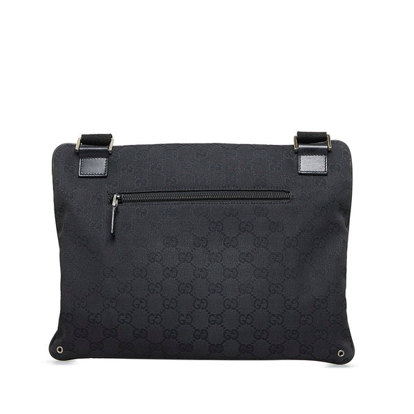 グッチ GGキャンバス 斜め掛け ショルダーバッグ 90476 ブラック キャンバス レザー レディース GUCCI 【中古】