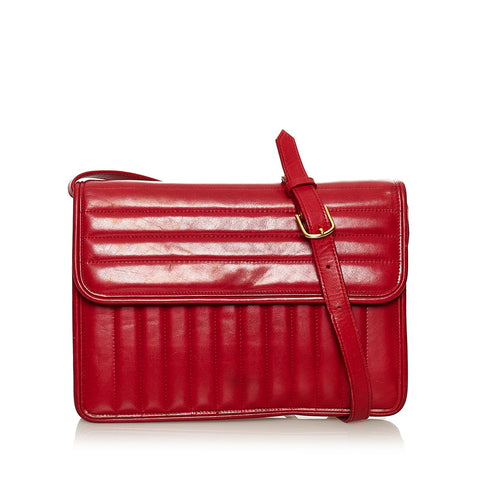 サンローラン 斜めがけ ショルダー レッド レザー レディース SAINT LAURENT 【中古】