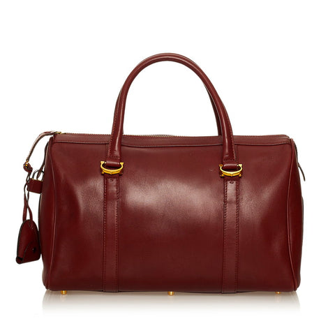 カルティエ マスト　 ボルドー レザー ハンドバッグ ミニボストン レディース CARTIER 【中古】