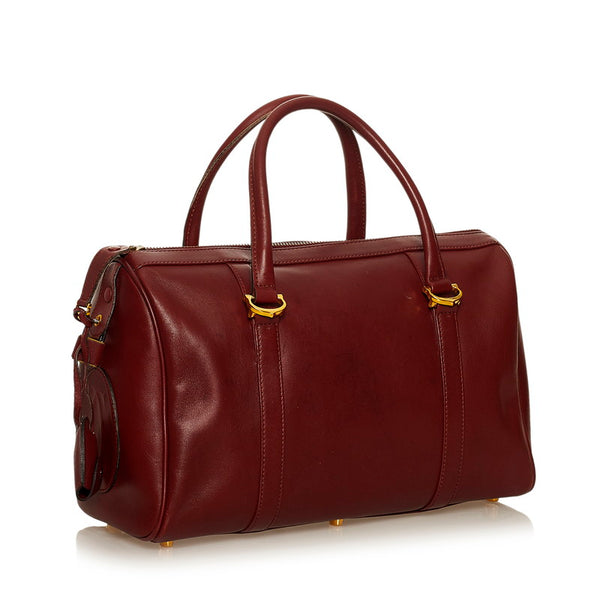 カルティエ マスト　 ボルドー レザー ハンドバッグ ミニボストン レディース CARTIER 【中古】