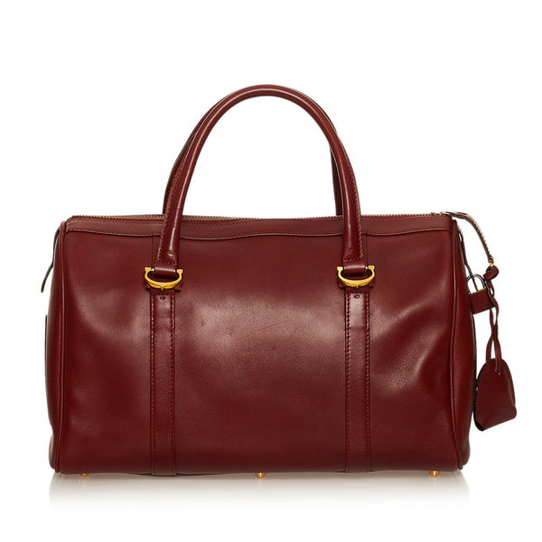 カルティエ マスト　 ボルドー レザー ハンドバッグ ミニボストン レディース CARTIER 【中古】