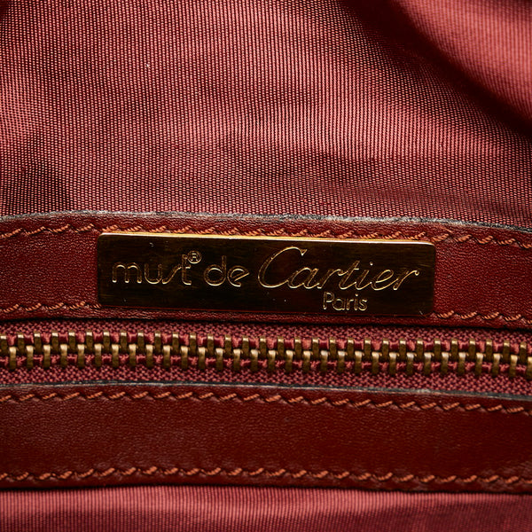 カルティエ マスト　 ボルドー レザー ハンドバッグ ミニボストン レディース CARTIER 【中古】