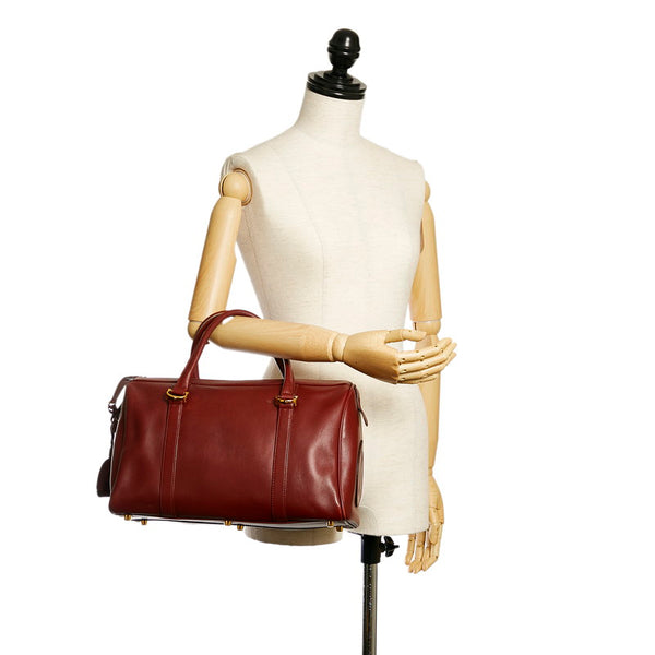 カルティエ マスト　 ボルドー レザー ハンドバッグ ミニボストン レディース CARTIER 【中古】