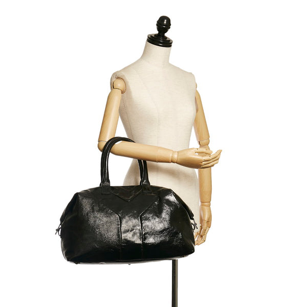 サンローラン イージーボストン ハンドバッグ ブラック パテントレザー レディース SAINT LAURENT 【中古】