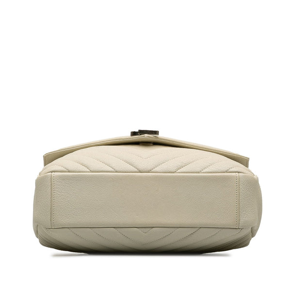 サンローラン モノグラム サッチェル ハンドバッグ ショルダーバッグ 2WAY 392737 ホワイト レザー レディース SAINT LAURENT 【中古】