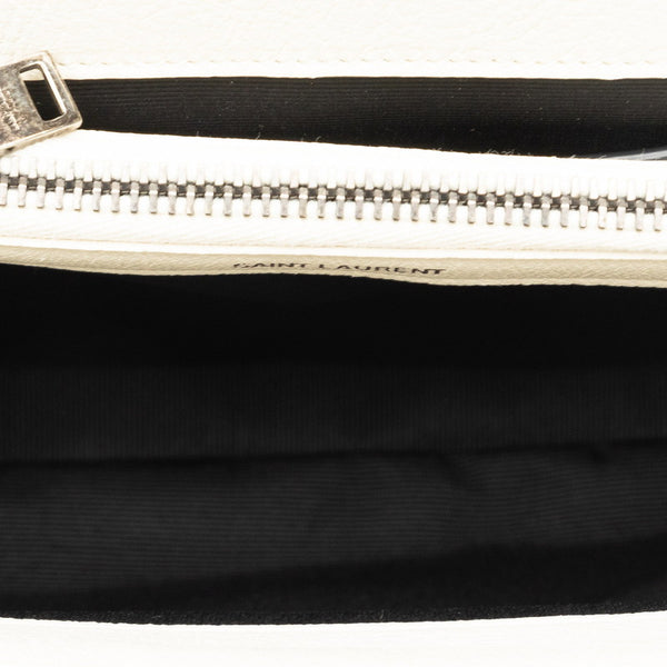 サンローラン モノグラム サッチェル ハンドバッグ ショルダーバッグ 2WAY 392737 ホワイト レザー レディース SAINT LAURENT 【中古】