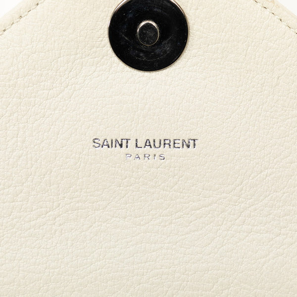サンローラン モノグラム サッチェル ハンドバッグ ショルダーバッグ 2WAY 392737 ホワイト レザー レディース SAINT LAURENT 【中古】