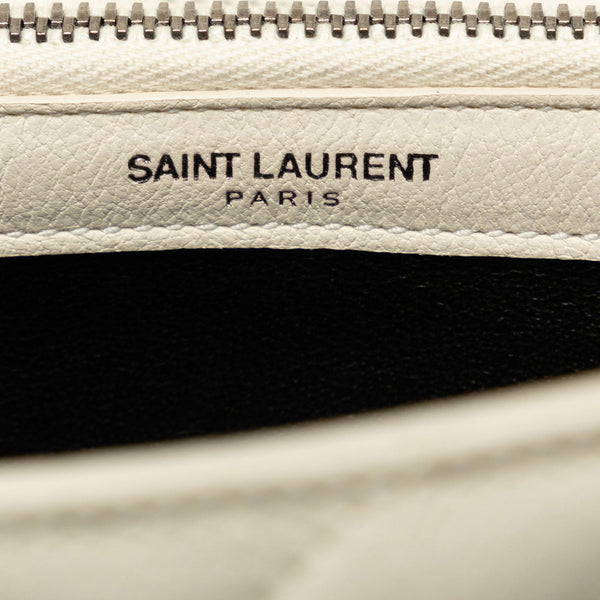 サンローラン モノグラム サッチェル ハンドバッグ ショルダーバッグ 2WAY 392737 ホワイト レザー レディース SAINT LAURENT 【中古】