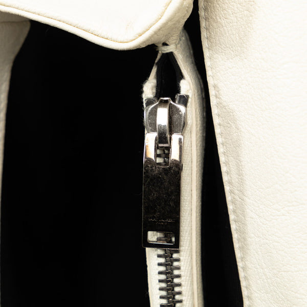 サンローラン モノグラム サッチェル ハンドバッグ ショルダーバッグ 2WAY 392737 ホワイト レザー レディース SAINT LAURENT 【中古】