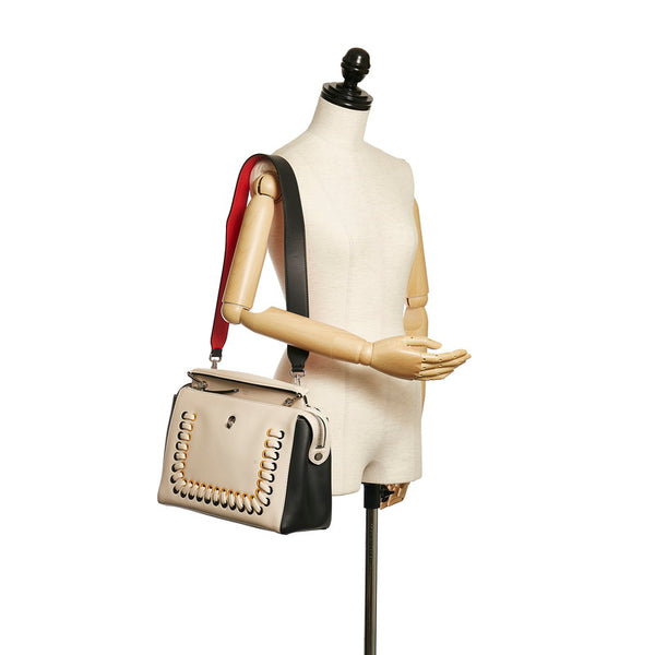 フェンディ ドットコム ハンドバッグ ショルダーバッグ 2WAY 8BN293 ベージュ ブラック レザー レディース FENDI 【中古】