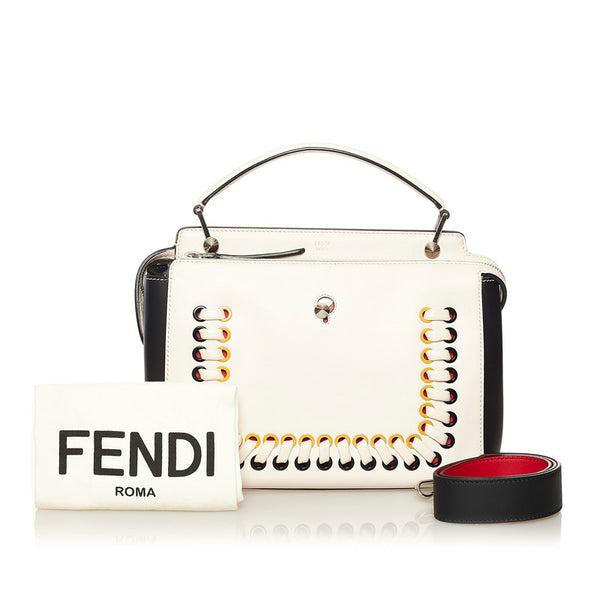 フェンディ ドットコム ハンドバッグ ショルダーバッグ 2WAY 8BN293 ベージュ ブラック レザー レディース FENDI 【中古】