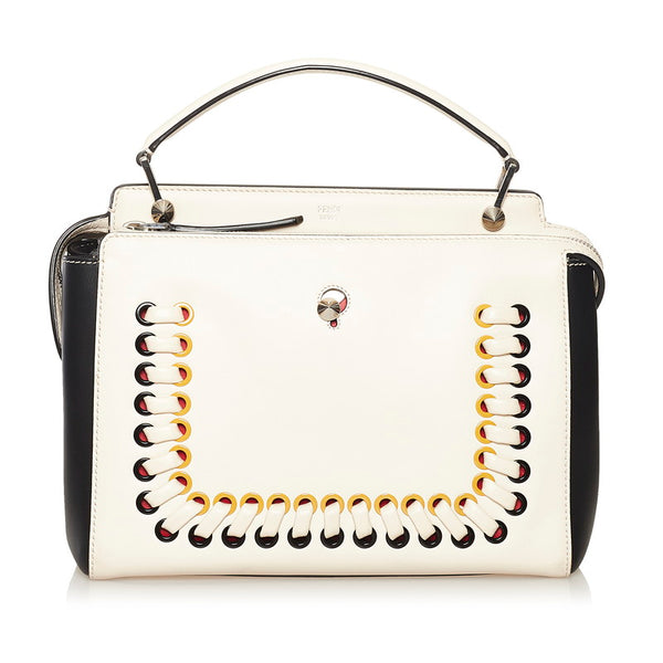 フェンディ ドットコム ハンドバッグ ショルダーバッグ 2WAY 8BN293 ベージュ ブラック レザー レディース FENDI 【中古】