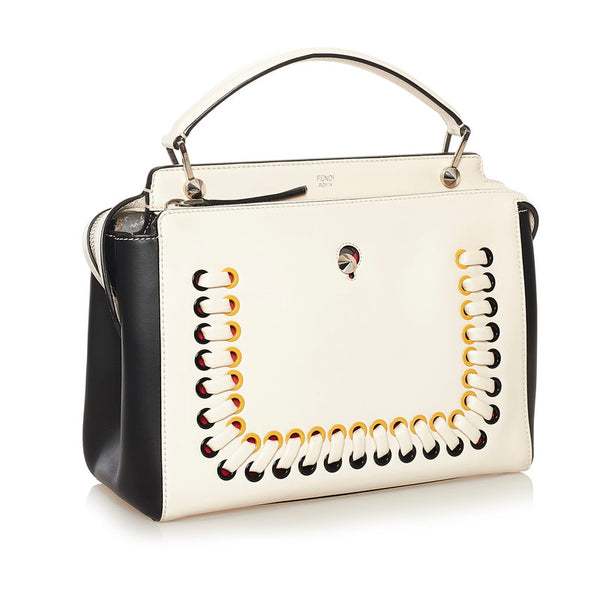 フェンディ ドットコム ハンドバッグ ショルダーバッグ 2WAY 8BN293 ベージュ ブラック レザー レディース FENDI 【中古】