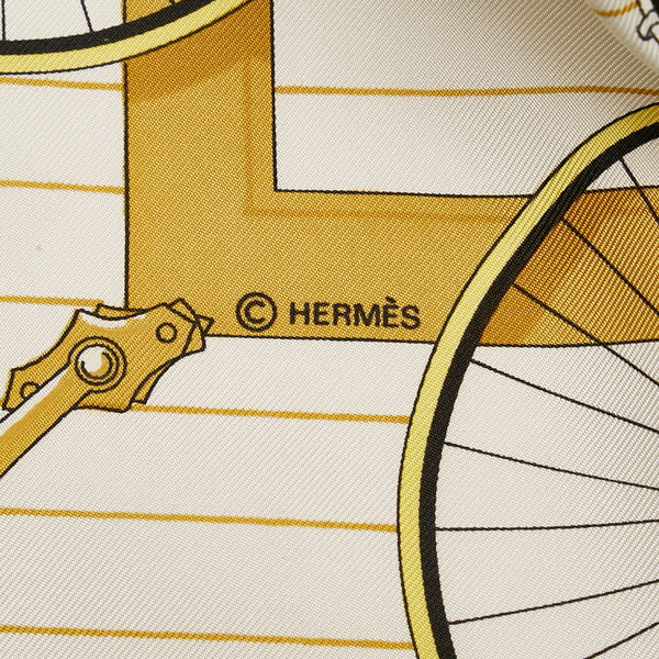 エルメス カレ90 LES BECANES 自転車 スカーフ グリーン マルチカラー シルク レディース HERMES 【中古】