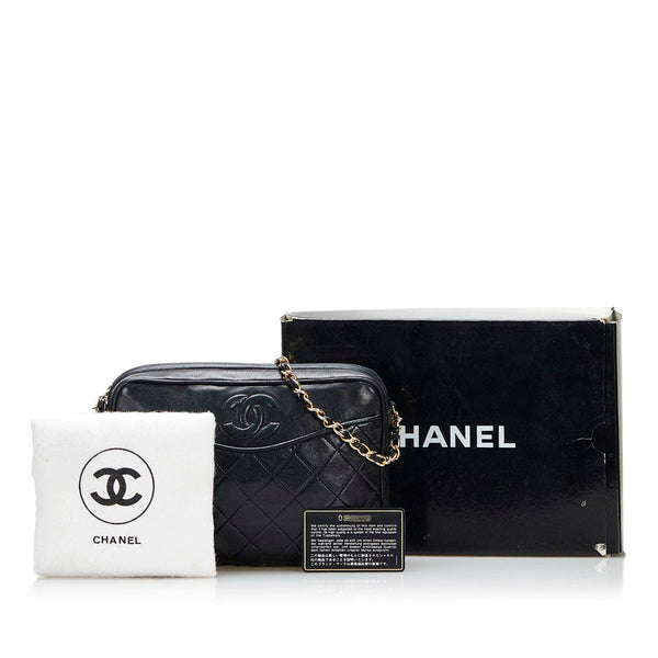 シャネル マトラッセ ココマーク フリンジ チェーン ショルダーバッグ ブラック ラムスキン レディース CHANEL 【中古】