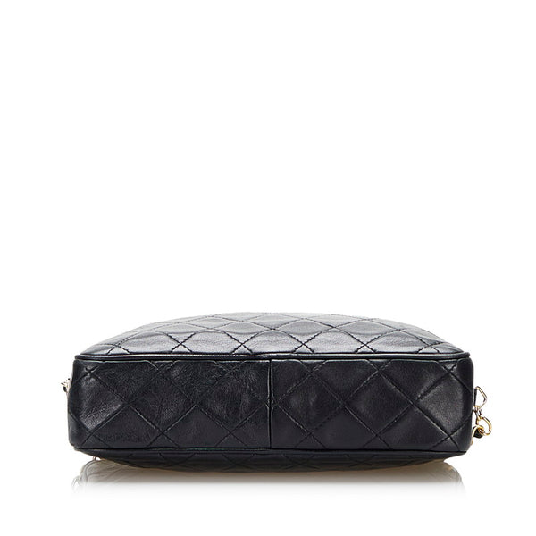 シャネル マトラッセ ココマーク フリンジ チェーン ショルダーバッグ ブラック ラムスキン レディース CHANEL 【中古】