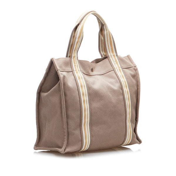 エルメス サックドプラージュ ハンドバッグ トートバッグ グレー キャンバス レディース HERMES 【中古】