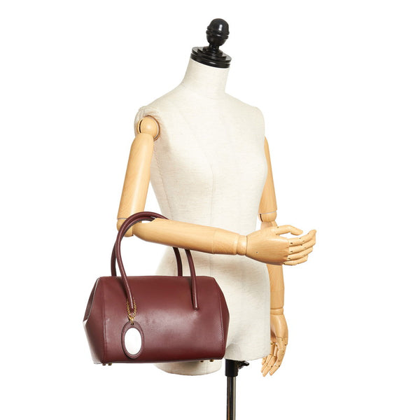 カルティエ マスト ハンドバッグ ボルドー レザー レディース CARTIER 【中古】