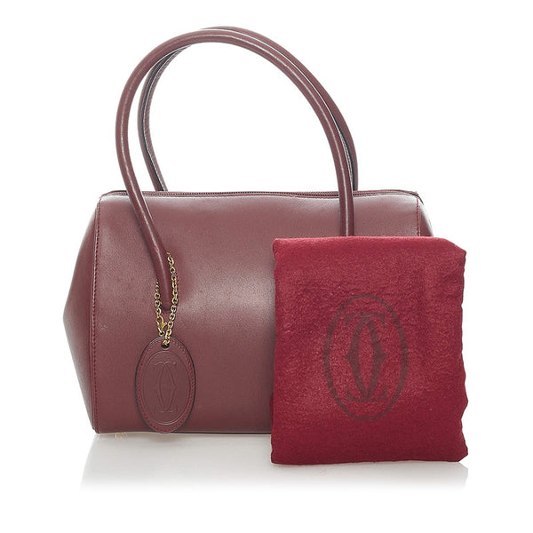 カルティエ マスト ハンドバッグ ボルドー レザー レディース CARTIER 【中古】