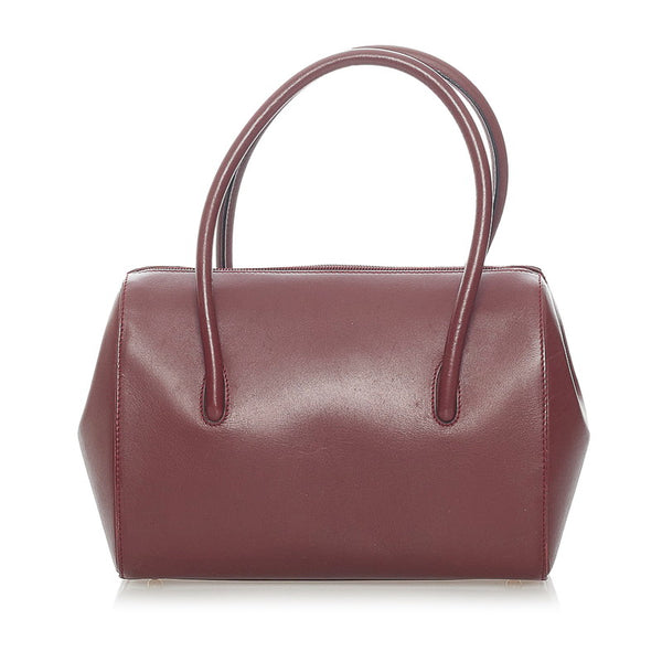カルティエ マスト ハンドバッグ ボルドー レザー レディース CARTIER 【中古】