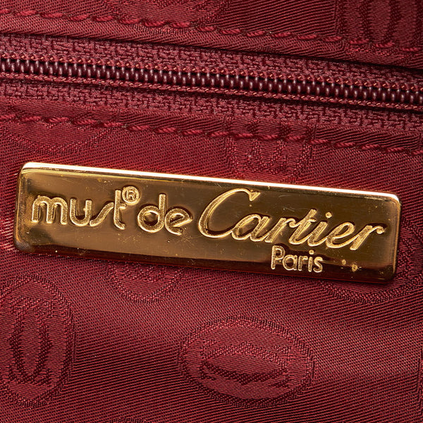 カルティエ マスト ハンドバッグ ボルドー レザー レディース CARTIER 【中古】