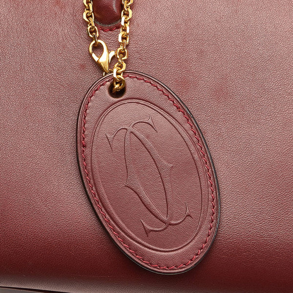 カルティエ マスト ハンドバッグ ボルドー レザー レディース CARTIER 【中古】