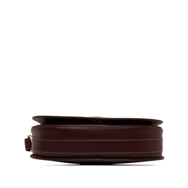 カルティエ マストライン ゴールド金具 斜め掛け ショルダーバッグ ボルドー ワインレッド レザー レディース CARTIER 【中古】