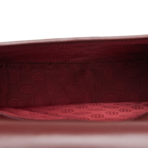 カルティエ マストライン ゴールド金具 斜め掛け ショルダーバッグ ボルドー ワインレッド レザー レディース CARTIER 【中古】