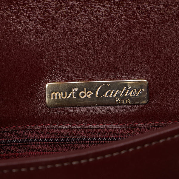 カルティエ マストライン ゴールド金具 斜め掛け ショルダーバッグ ボルドー ワインレッド レザー レディース CARTIER 【中古】