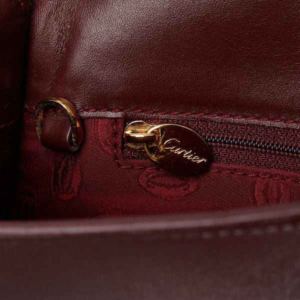 カルティエ マストライン ゴールド金具 斜め掛け ショルダーバッグ ボルドー ワインレッド レザー レディース CARTIER 【中古】