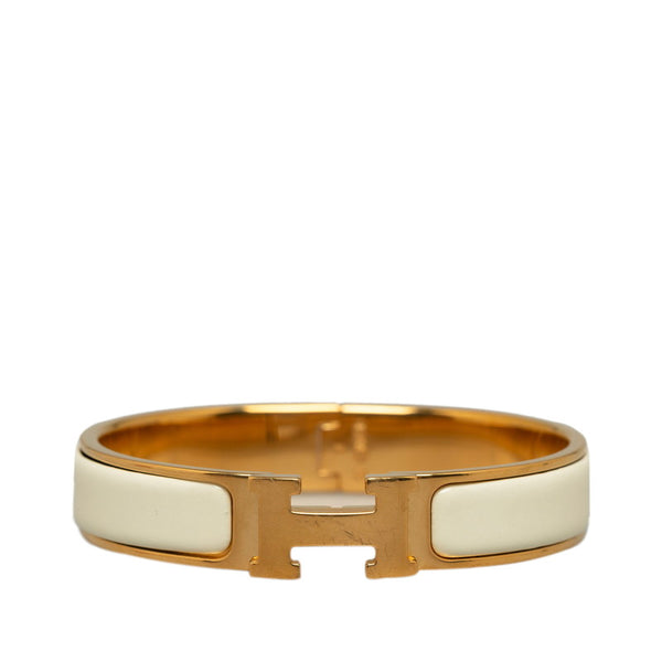 エルメス クリッククラックH PM バングル ブレスレット  ホワイト ゴールド メッキ レディース HERMES 【中古】