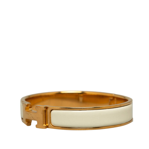エルメス クリッククラックH PM バングル ブレスレット  ホワイト ゴールド メッキ レディース HERMES 【中古】