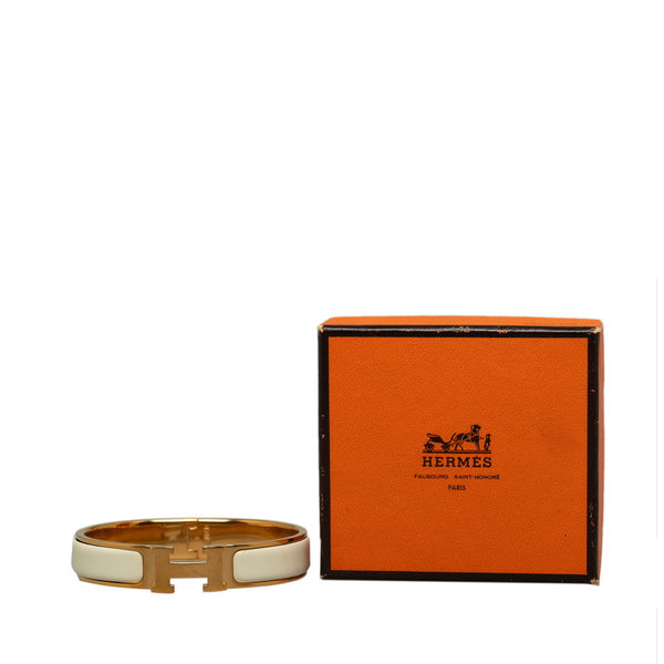 エルメス クリッククラックH PM バングル ブレスレット  ホワイト ゴールド メッキ レディース HERMES 【中古】