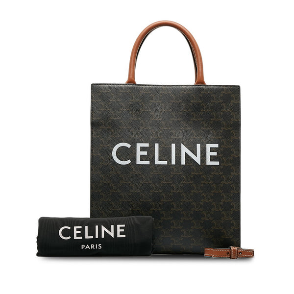 セリーヌ バーティカル カバ ラージ ハンドバッグ ショルダーバッグ 2WAY ブラウン PVC レザー レディース CELINE 【中古】