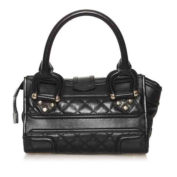 バーバリー チェック キルティング ハンドバッグ ブラック レザー レディース BURBERRY 【中古】